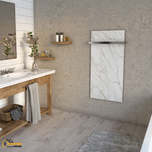 Afbeelding in Gallery-weergave laden, Een Ecosun Marmer CR  Ceramiek  paneel met een handdoekendrager in een badkamer – Nature
